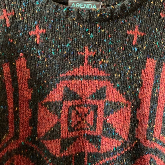 Vintage speckled black Aztec Navajo chunky sweater (bag4) - Picture 3 of 6